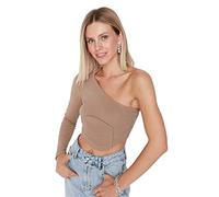 Trendyol Women Regular Basic Boat Neck Knit Blouse Camel