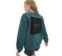 Trendyol Women Regular Basic Crew neck Knit Sweatshirt Blue