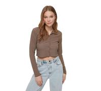 Trendyol Women Regular Basic Polo Neck Knit Blouse Brown