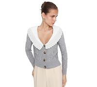 Trendyol Women Regular Basic Polo Neck Knitwear Cardigan Grau