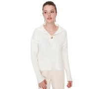 Trendyol Women Regular Basic Polo Neck Knitwear Sweater Ecru
