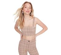 Trendyol Women Regular Basic Square Collar Woven Blouse Beige