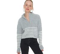 Trendyol Women Regular Basic Standing Collar Knitwear Sweater Grau