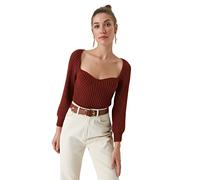 Trendyol Women Regular Basic Sweetheart Knitwear Sweater Brown