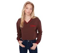 Trendyol Women Regular Basic V Neck Knit Sweatshirt Brown