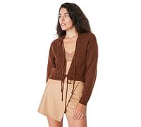 Trendyol Women Regular Basic V Neck Knitwear Cardigan Brown