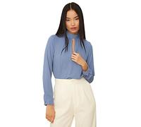 Trendyol Women Regular fit Basic Choker high Neck Woven Blouse Blau