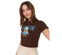 Trendyol Women Regular fit Basic Crew Neck Knitted T-Shirt Brown
