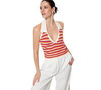 Trendyol Women Regular fit Basic Polo Neck Knitwear Blouse,Ecru,M