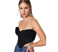 Trendyol Women Regular fit Crop Strapless Woven Bustier,Black,36