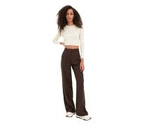 Trendyol Women Regular Waist Straight Leg Wide Leg Trousers Brown