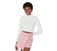 Trendyol Women Slim Basic Standing Collar Knitwear Sweater Ecru
