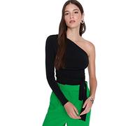 Trendyol Women Slim fit Basic Asymmetrical Collar Knitted Blouse Schwarz