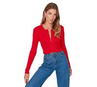 Trendyol Women Slim fit Basic Crew Neck Knitwear Cardigan Red