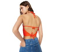 Trendyol Women Slim fit Basic Halterneck Knit Blouse,Orange,XL