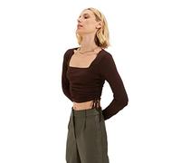 Trendyol Women Slim fit Basic Square Collar Knitted Blouse Brown