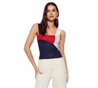 Trendyol Women Slim fit Basic Square Collar Knitwear Blouse,Red,L