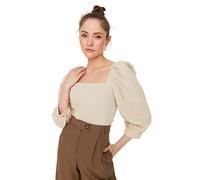 Trendyol Women Slim fit Basic Square Collar Woven Blouse
