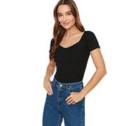 Trendyol Women Slim fit Basic Sweetheart Knitted Blouse Black