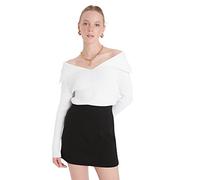 Trendyol Women Slim fit Basic Turndown Collar Knitwear Sweater Ecru
