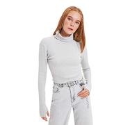 Trendyol Women Slim fit Basic Turtleneck Knitted Blouse Grau