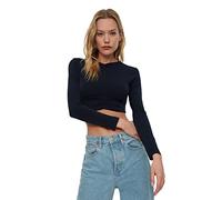 Trendyol Women Slim fit Basic V Neck Knit Blouse Navy Blue