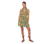 Trendyol Women Smock Dress Regular fit Woven Dress,Orange-Multicolor,40