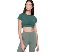 Trendyol Women Sportswear Fitted Basic Crew Neck Knit Blouse Light Green