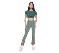 Trendyol Women Sportswear High Waist Wide Leg Flare Tracksuit Bottoms Khaki
