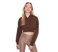 Trendyol Women Sportswear Regular Basic Hood Knit Sweatshirt Brown