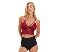 Trendyol Women Underwear Bralette Bustier V Neck Knit Bra Burgundy