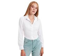 Trendyol Women Young Fitted Basic Shirt Collar Woven Shirt Ecru