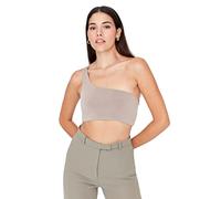 Trendyol Women Young Fitted Off-Shoulder Square Collar Knit Blouse Beige