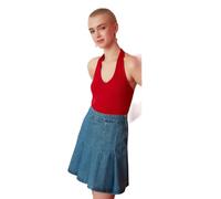 Trendyol Women Young Fitted Off-Shoulder V Neck Knit Blouse Rot