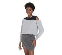 Trendyol Women Young Regular Basic Crew neck Knit Sweatshirt Grau