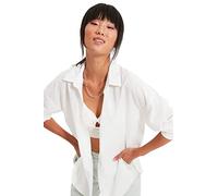 Trendyol Women Young Regular fit Basic Shirt Collar Woven Shirt Ecru