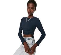 Trendyol Women Young Slim fit Basic Crew Neck Knit Blouse Dark Blue
