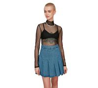 Trendyol Women Young Slim fit Basic Standing Collar Knitted Blouse Black