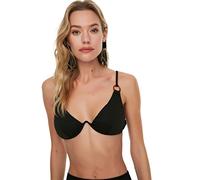 Trendyol Women's Balconette Knit Bikini Top Swimwear, Black, 18