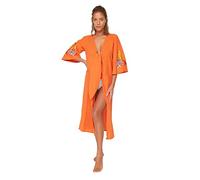 Trendyol Women's Beachwear Regular Basic V Neck Woven Kimonos & Kaftans, Orange, 34