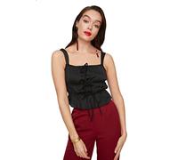 Trendyol Women's Black Deformed Satin Blouse, 10