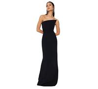 Trendyol Women's Black One Shoulder Woven Long Elegant Evening Dress TPRSS23AE00228 Graduation, 12
