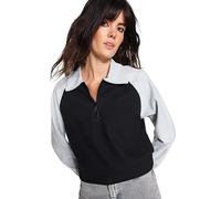 Trendyol Women's Color Block Long Sleeve Regular Sweatshirts, Black, M