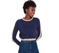 Trendyol Women's Crew Neck Plain Fitted Sweatshirt, Navy Blue, XS UK