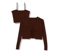 TRENDYOL Women's Damen Gerade 2er-Pack Lange Ärmel Schlank Strickjacke Cardigan Sweater, Brown, L