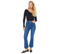 Trendyol Women's Damen Gerade Fackel Hohe Taille Jeans, Dark Blue, 6
