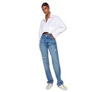 Trendyol Women's Damen Gerade Hohe Taille Jeans, Blue, 12