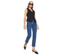 Trendyol Women's Damen Gerade Hohe Taille Jeans, Dark Blue, 6