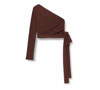 TRENDYOL Women's Damen Gerade Lange Ärmel Schlank Bluse Blouse, Brown, M