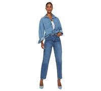 Trendyol Women's Damen Gerade Mama Hohe Taille Jeans, Blue, 14